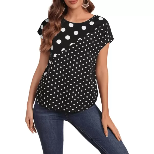 Floerns Women's Short Sleeve Business Casual Tops Graphic Print Office Work Blouse Tops