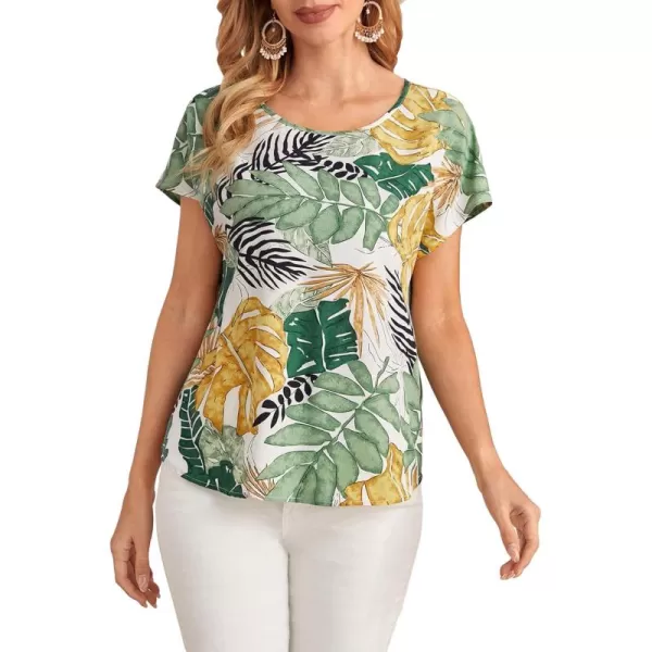 Floerns Women's Short Sleeve Business Casual Tops Graphic Print Office Work Blouse Tops