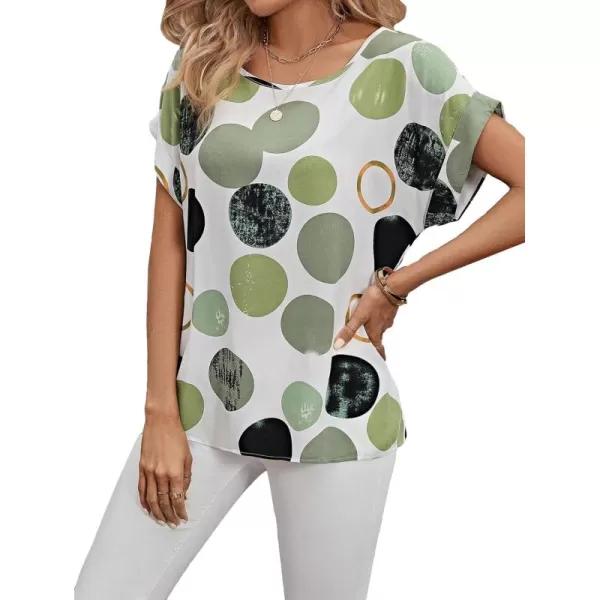 Floerns Women's Short Sleeve Business Casual Tops Graphic Print Office Work Blouse Tops