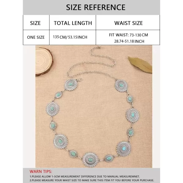 Floerns Womens Textured Geo Adjustable Metal Chain Belt for Jeans DressesBlue