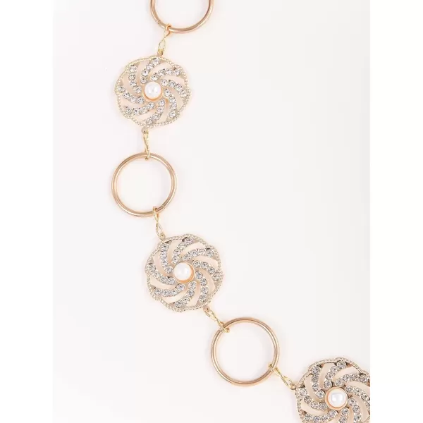 Floerns Womens Textured Geo Adjustable Metal Chain Belt for Jeans DressesGold Pearl