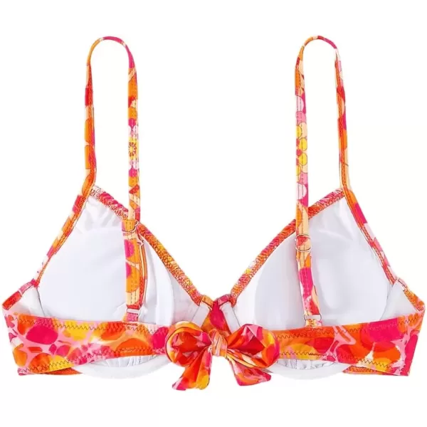imageFloerns Womens Allover Print Swim Top Frill Scoop Neck Tie Back Bikini Top SwimsuitMulticolor