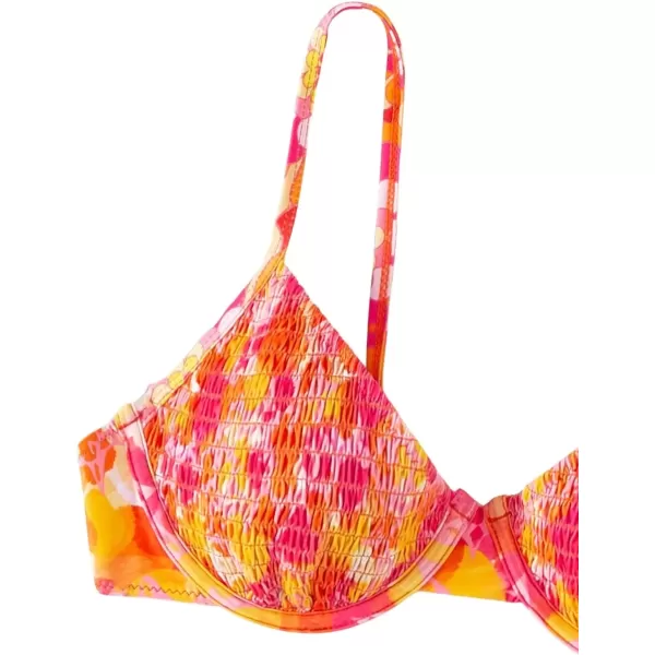 imageFloerns Womens Allover Print Swim Top Frill Scoop Neck Tie Back Bikini Top SwimsuitMulticolor