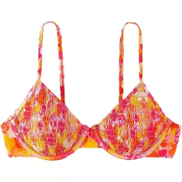 imageFloerns Womens Allover Print Swim Top Frill Scoop Neck Tie Back Bikini Top SwimsuitMulticolor