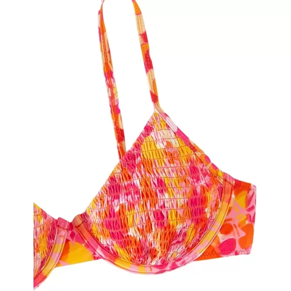 imageFloerns Womens Allover Print Swim Top Frill Scoop Neck Tie Back Bikini Top SwimsuitMulticolor