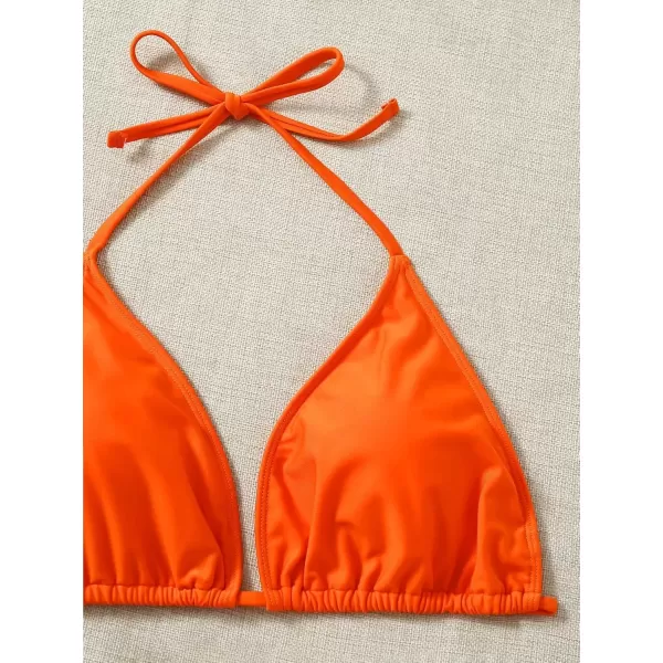 imageFloerns Womens Plus Size 3 Piece Halter Triangle Swimsuit Bikini Top SetA White