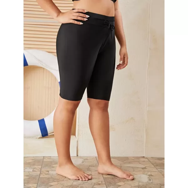 imageFloerns Womens Plus Size Swim Shorts High Waist Board Shorts SwimwearBlack