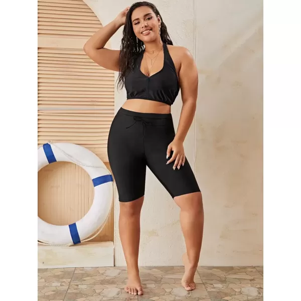 imageFloerns Womens Plus Size Swim Shorts High Waist Board Shorts SwimwearBlack
