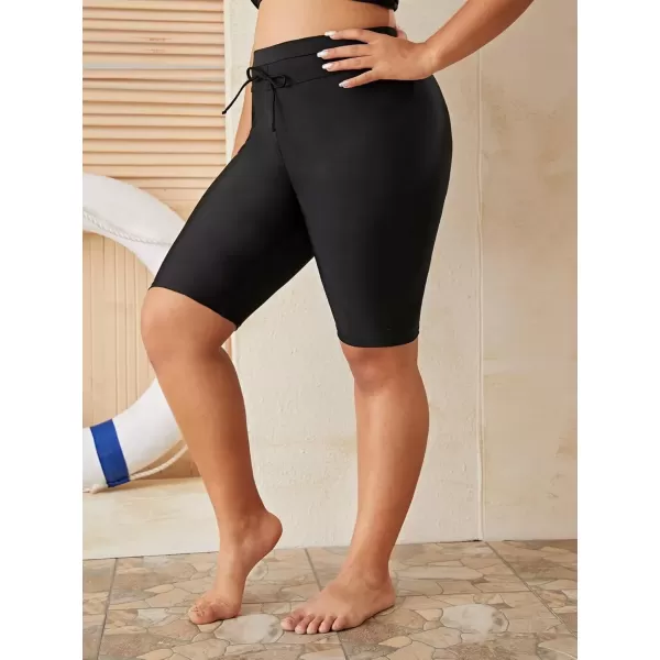 imageFloerns Womens Plus Size Swim Shorts High Waist Board Shorts SwimwearBlack
