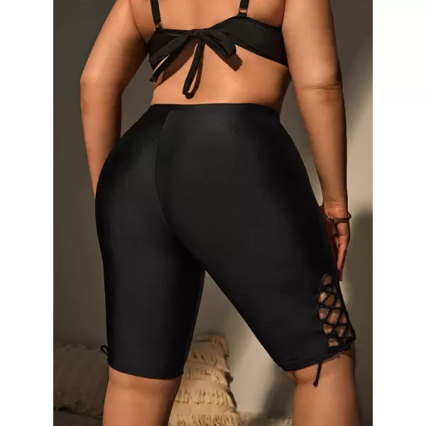 imageFloerns Womens Plus Size Swim Shorts High Waist Board Shorts SwimwearBlack Ink