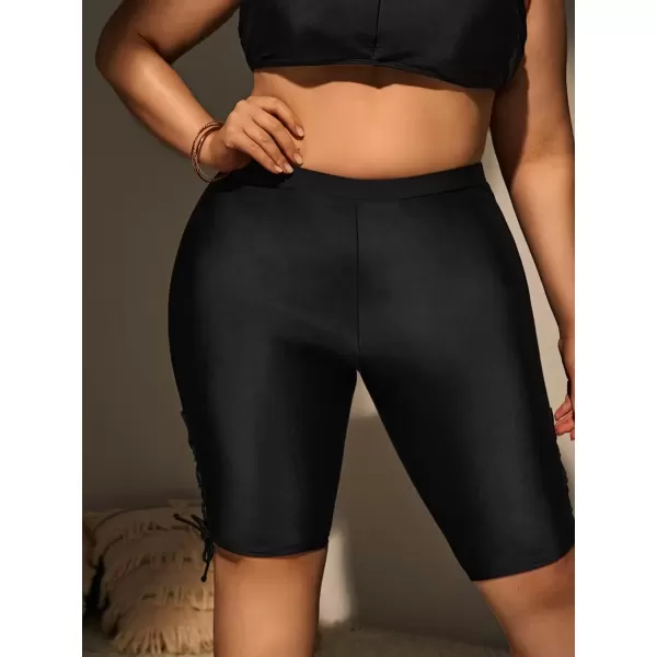 imageFloerns Womens Plus Size Swim Shorts High Waist Board Shorts SwimwearBlack Ink