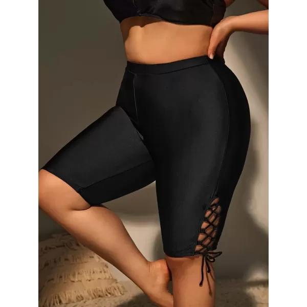 imageFloerns Womens Plus Size Swim Shorts High Waist Board Shorts SwimwearBlack Ink