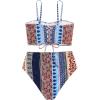 imageFloerns Womens Boho Two Piece High Waist Bathing Suit Bandeau SwimsuitA Multi Striped