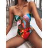 imageFloerns Womens Boho Two Piece High Waist Bathing Suit Bandeau SwimsuitB Floral Multicoloured