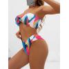 imageFloerns Womens Boho Two Piece High Waist Bathing Suit Bandeau SwimsuitBlue Multi
