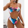 imageFloerns Womens Boho Two Piece High Waist Bathing Suit Bandeau SwimsuitBlue Multi