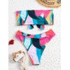 imageFloerns Womens Boho Two Piece High Waist Bathing Suit Bandeau SwimsuitBlue Multi