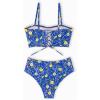 imageFloerns Womens Boho Two Piece High Waist Bathing Suit Bandeau SwimsuitBlue Yellow
