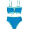 imageFloerns Womens Boho Two Piece High Waist Bathing Suit Bandeau SwimsuitBlue and Green