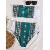 imageFloerns Womens Boho Two Piece High Waist Bathing Suit Bandeau SwimsuitDark Green Multi