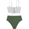 imageFloerns Womens Boho Two Piece High Waist Bathing Suit Bandeau SwimsuitGreen Striped