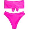 imageFloerns Womens Boho Two Piece High Waist Bathing Suit Bandeau SwimsuitHot Pink Bow