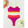 imageFloerns Womens Boho Two Piece High Waist Bathing Suit Bandeau SwimsuitPink Multi