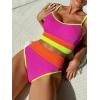 imageFloerns Womens Boho Two Piece High Waist Bathing Suit Bandeau SwimsuitPink Multi