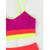 imageFloerns Womens Boho Two Piece High Waist Bathing Suit Bandeau SwimsuitPink Multi