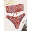 imageFloerns Womens Boho Two Piece High Waist Bathing Suit Bandeau SwimsuitRed Tribal