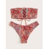 imageFloerns Womens Boho Two Piece High Waist Bathing Suit Bandeau SwimsuitRed Tribal