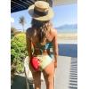 imageFloerns Womens Boho Two Piece High Waist Bathing Suit Bandeau SwimsuitYellow Tie Dye