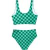 imageFloerns Womens Plaid Print Square Neck Tankini Sets Two Piece Bathing SuitGreen