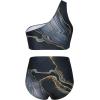 imageFloerns Womens Plus Size 3 Piece Bathing Suit One Shoulder Bikini Set with Cover UpBlack Marble