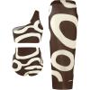 imageFloerns Womens Plus Size 3 Piece Bathing Suit One Shoulder Bikini Set with Cover UpCoffee Brown