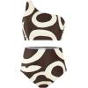 imageFloerns Womens Plus Size 3 Piece Bathing Suit One Shoulder Bikini Set with Cover UpCoffee Brown