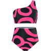 imageFloerns Womens Plus Size 3 Piece Bathing Suit One Shoulder Bikini Set with Cover UpPink