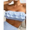 imageFloerns Womens Ruffle Trim Strapless Tube Bikini Top Bandeau Bathing Suit