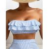 imageFloerns Womens Ruffle Trim Strapless Tube Bikini Top Bandeau Bathing Suit