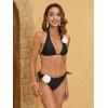 imageFloerns Womens Solid Halter Tie Side Bikini Set Two Piece Bathing SuitBlack Floral