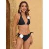 imageFloerns Womens Solid Halter Tie Side Bikini Set Two Piece Bathing SuitBlack Floral