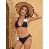 imageFloerns Womens Solid Halter Tie Side Bikini Set Two Piece Bathing SuitBlack Floral