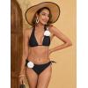 imageFloerns Womens Solid Halter Tie Side Bikini Set Two Piece Bathing SuitBlack Floral