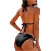 imageFloerns Womens Solid Halter Tie Side Bikini Set Two Piece Bathing SuitBlack Plain