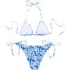 imageFloerns Womens Solid Halter Tie Side Bikini Set Two Piece Bathing SuitBlue and White Smock