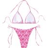 imageFloerns Womens Solid Halter Tie Side Bikini Set Two Piece Bathing SuitPink Flower