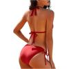 imageFloerns Womens Solid Halter Tie Side Bikini Set Two Piece Bathing SuitRed