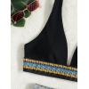 imageFloerns Womens Striped Deep V Neck Shirred Bikini Top Swim TopBlack
