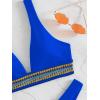 imageFloerns Womens Striped Deep V Neck Shirred Bikini Top Swim TopRoyal Blue