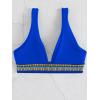 imageFloerns Womens Striped Deep V Neck Shirred Bikini Top Swim TopRoyal Blue